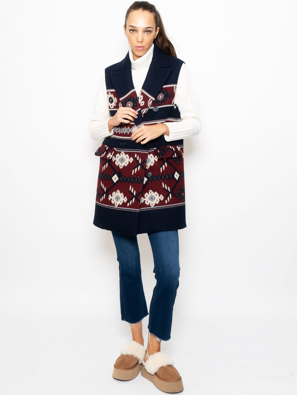 2026 New Arrival Cappotto Smanicato Jacquard Multicolor