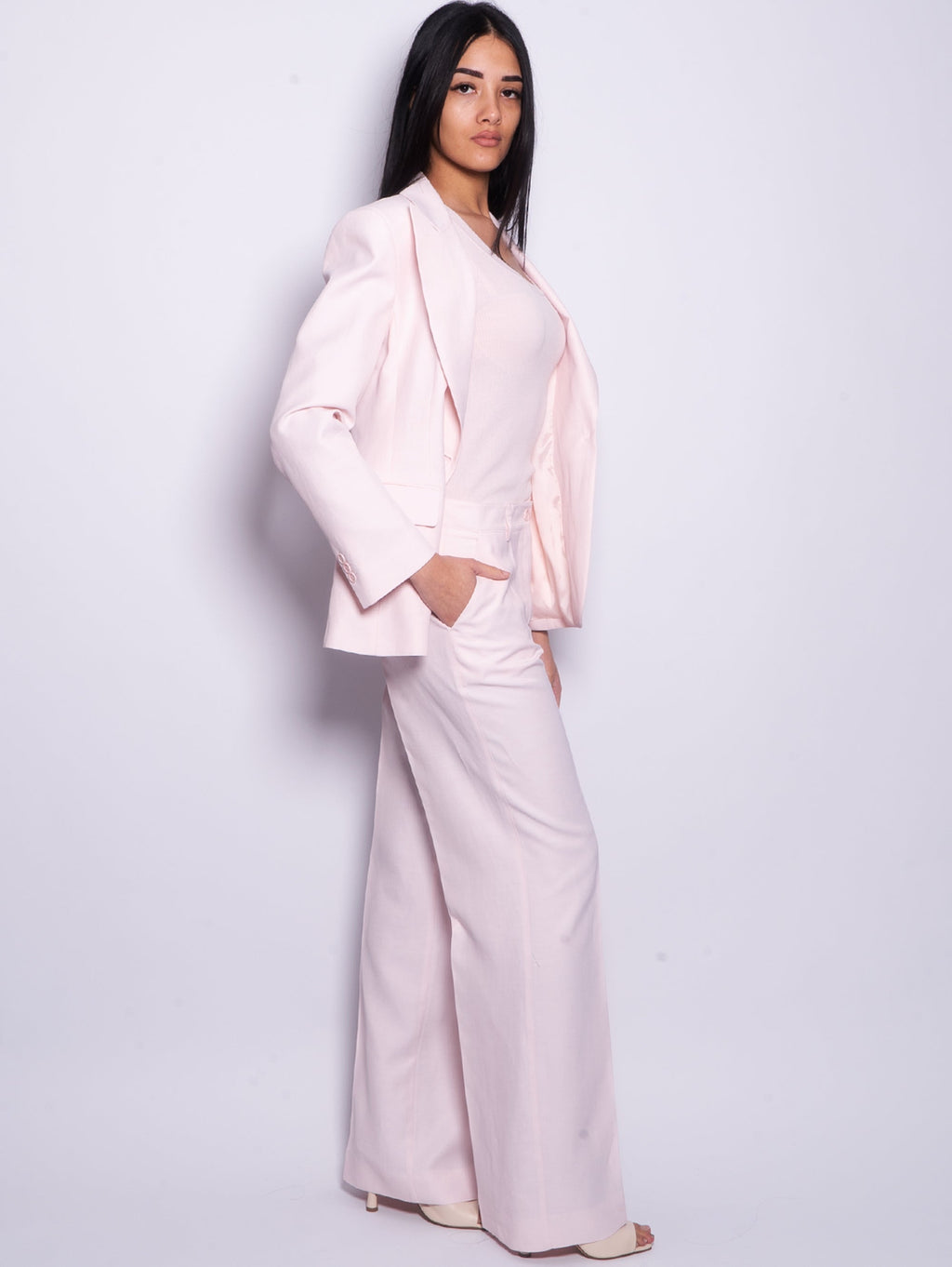 2026 New Arrival Pantaloni Palazzo in Lino Fior di Pesco