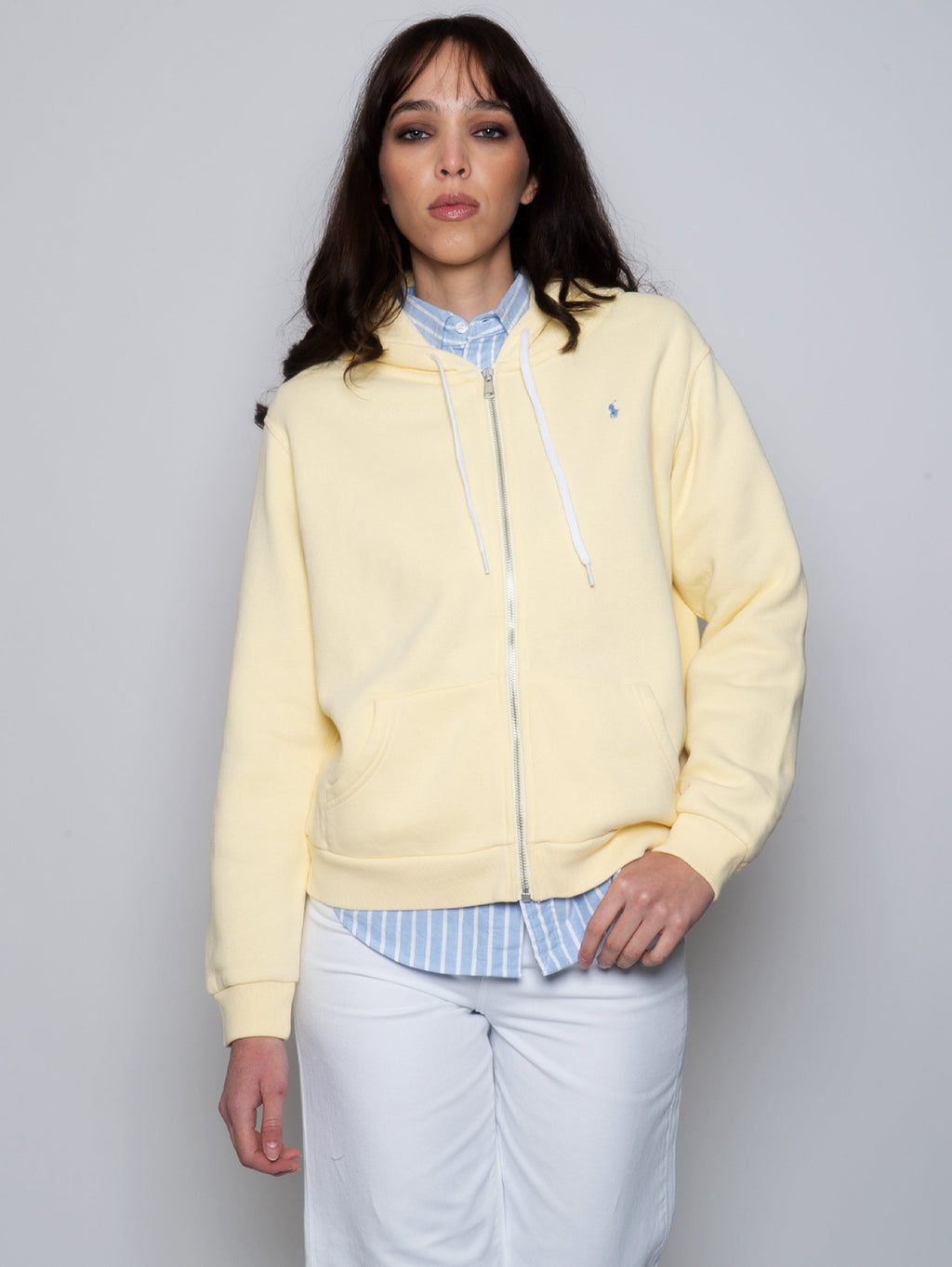 2026 New Arrival Felpa con Zip e Cappuccio Giallo