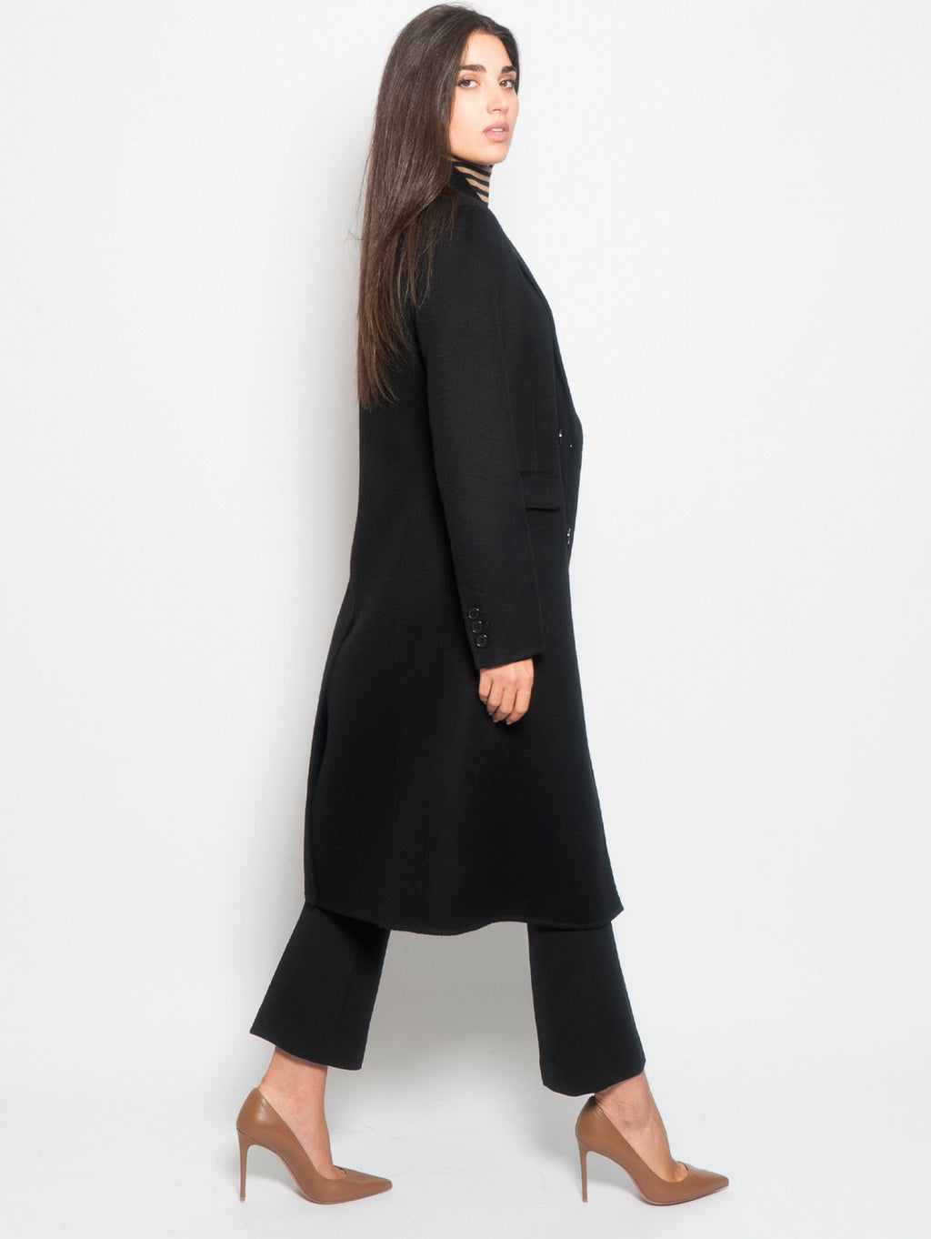2026 New Arrival Cappotto Doppio Petto in Lana Nero