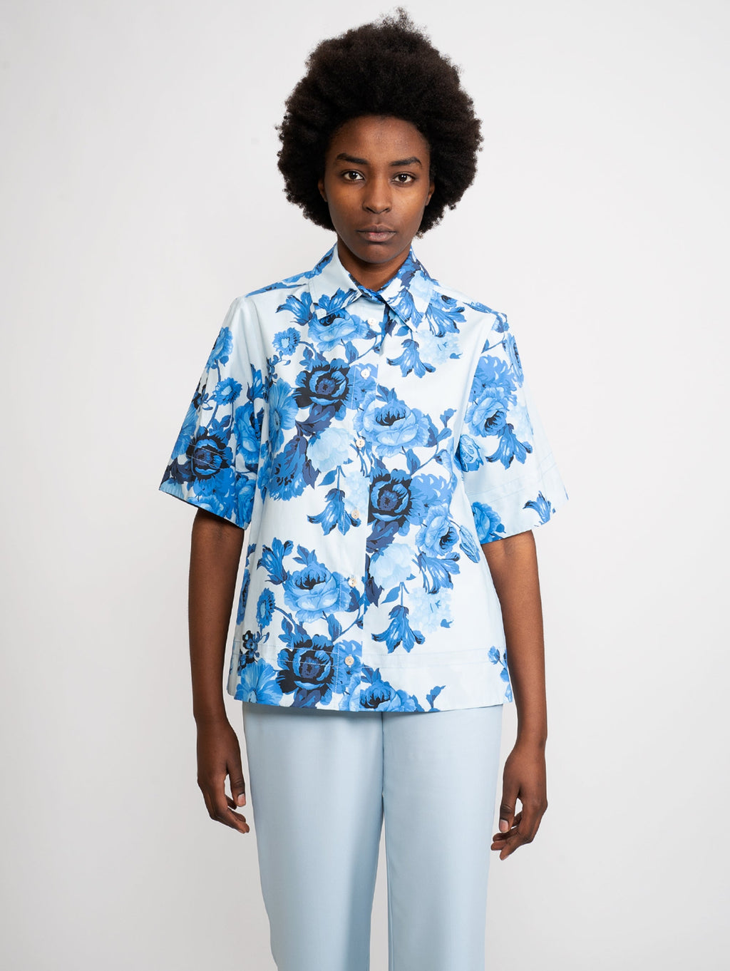 2026 New Arrival Camicia a Fiori Blu/Bianco