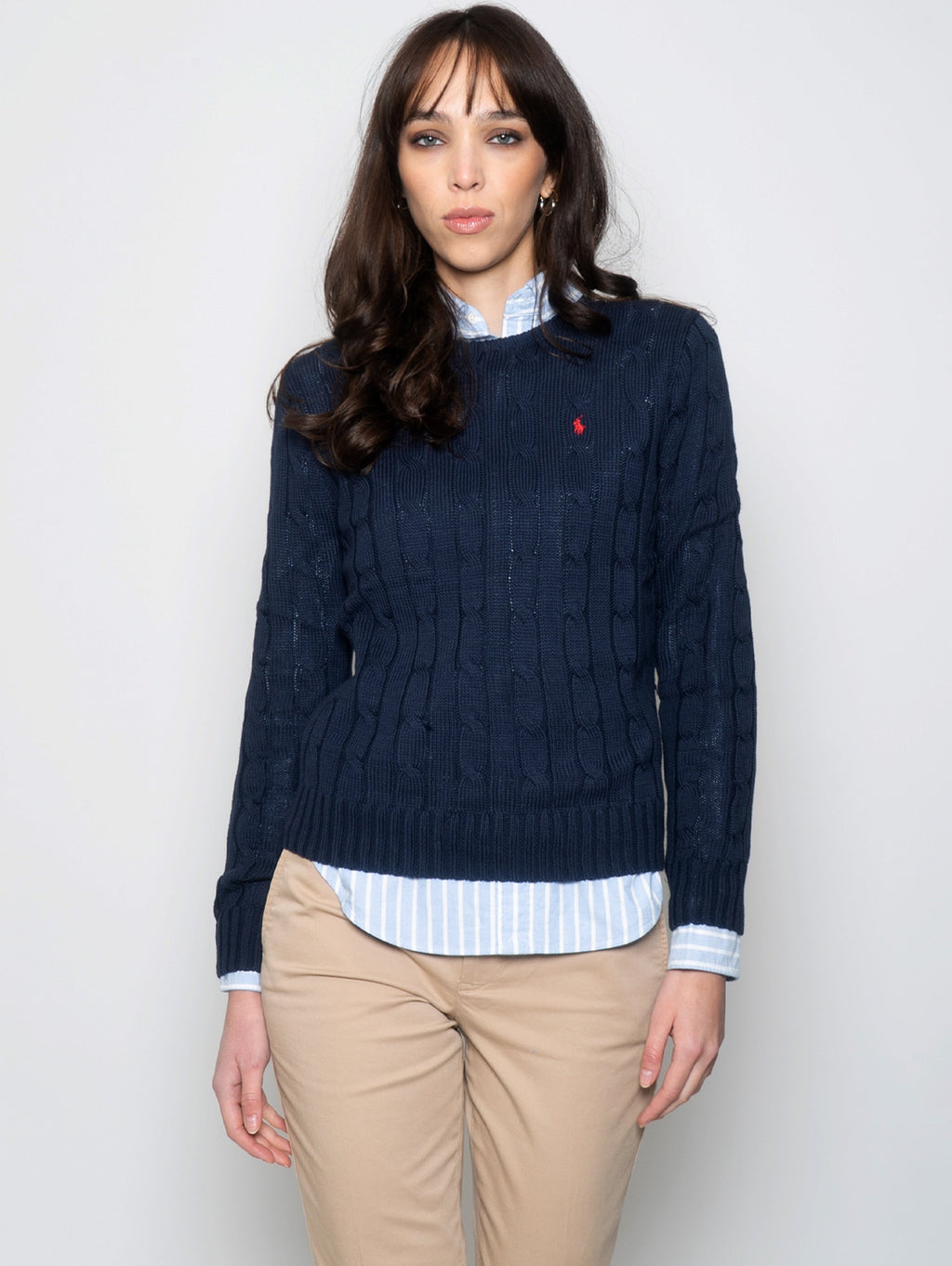2026 New Arrival Maglia a Trecce in Cotone Blu Navy