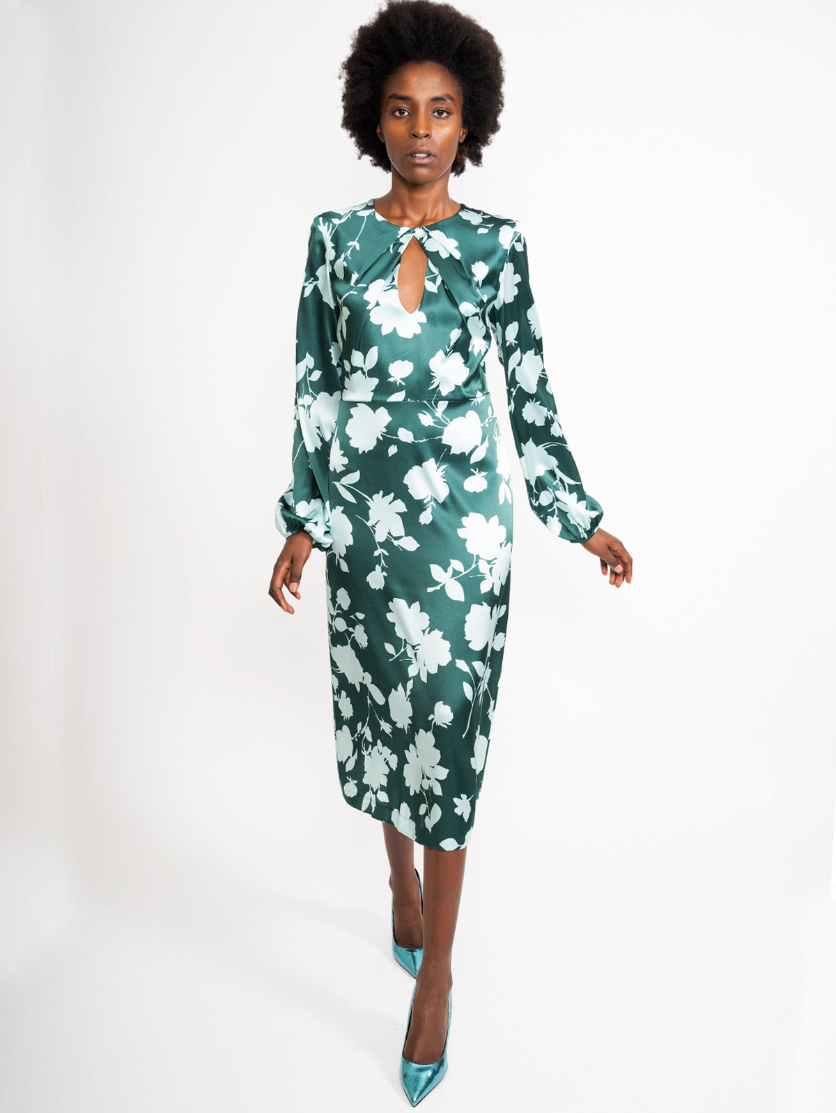 2026 New Arrival Abito Longuette con Dettaglio Cut Out Verde