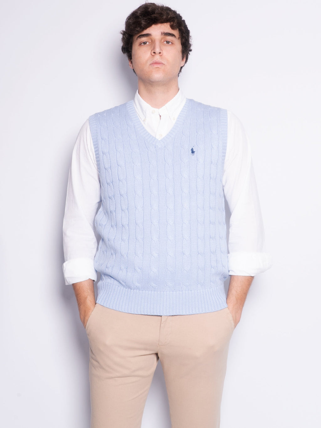 2026 New Arrival Gilet in Maglia a Trecce Celeste