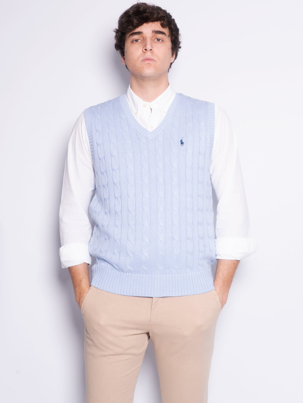 2026 New Arrival Gilet in Maglia a Trecce Celeste
