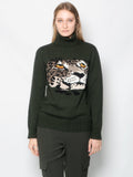 2026 New Arrival Dolcevita Jacquard con Leopardo Verde Oliva