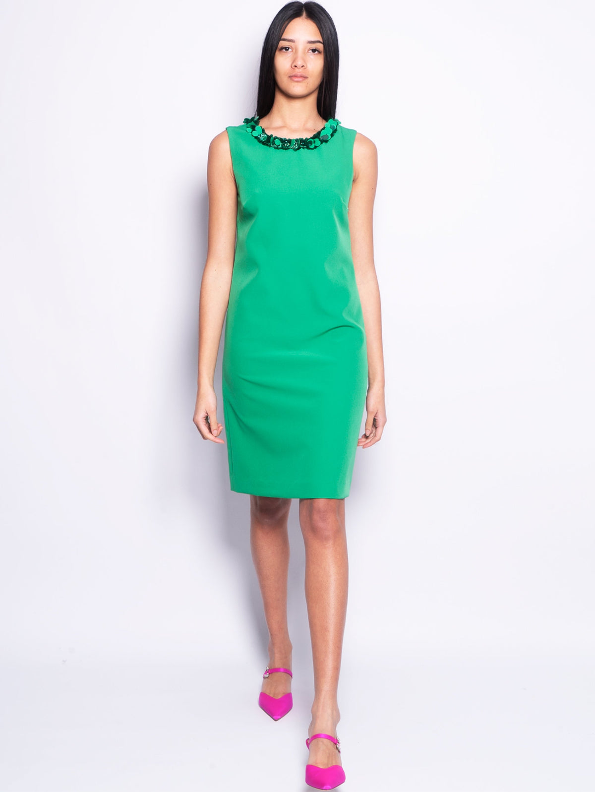 2026 New Arrival Abito Corto con Scollo Tondo in Paillettes Verde