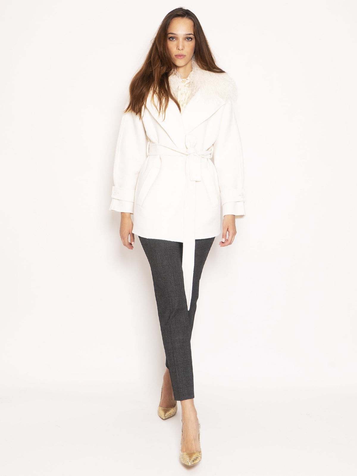 2026 New Arrival Cappotto con Collo in Mongolia - Bianco