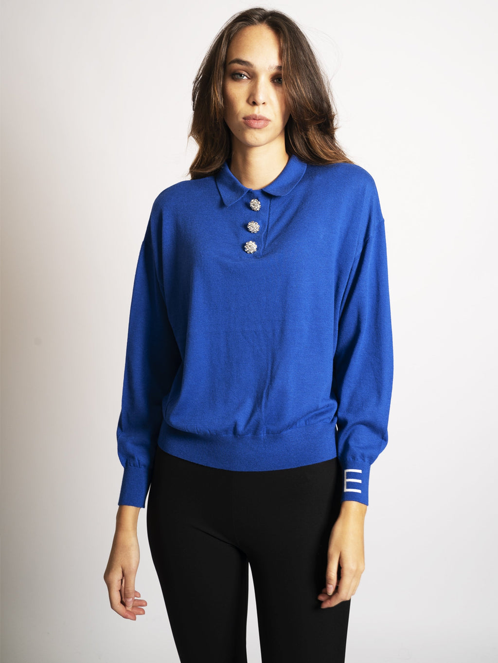 2026 New Arrival Maglia con Bottoni Gioiello Klein Blue