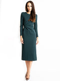 2026 New Arrival Abito Longuette con Drappeggio Verde Bottiglia