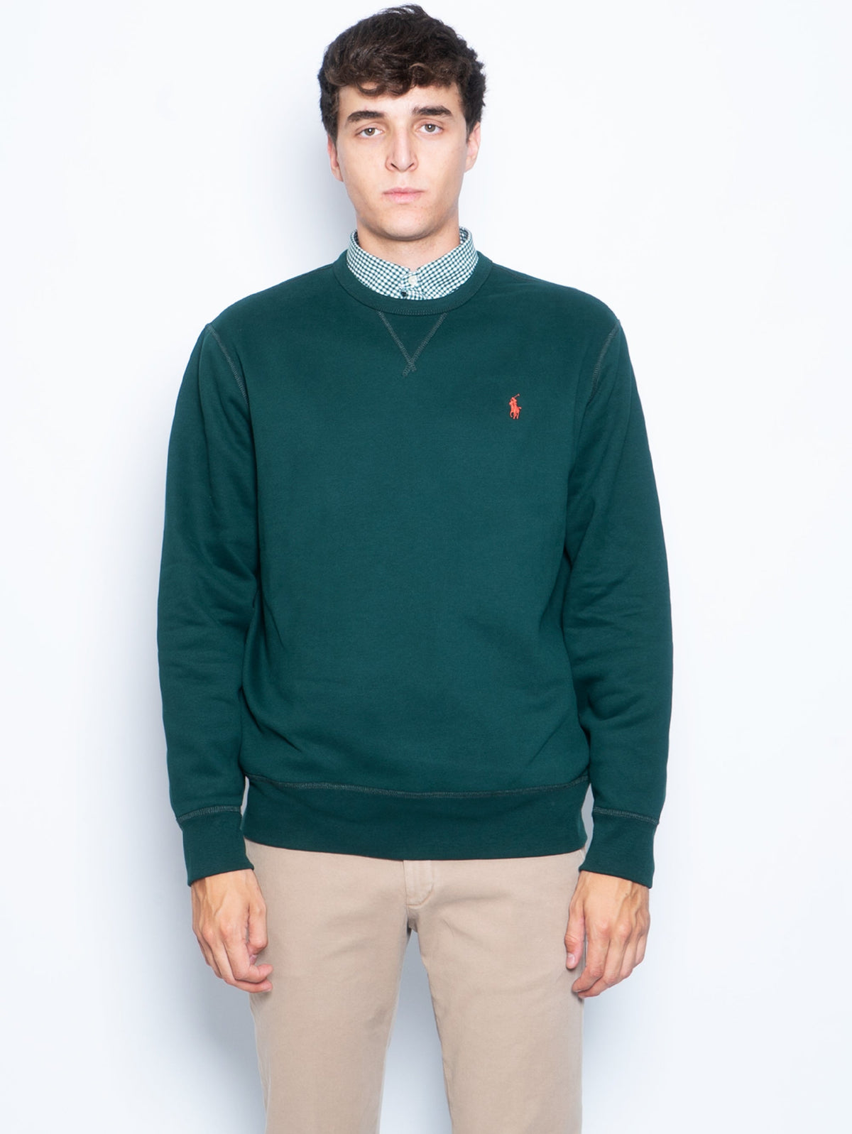 2026 New Arrival Felpa Girocollo con Inserto a V Verde