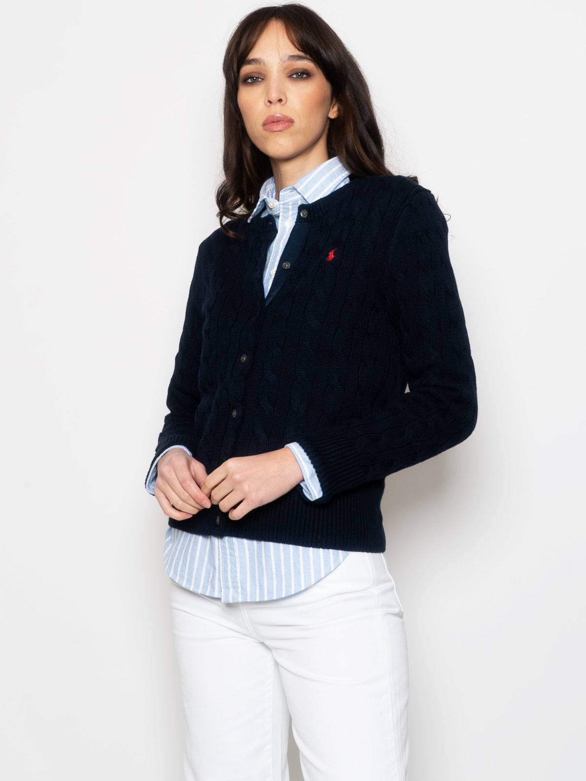 2026 New Arrival Cardigan a Trecce Blu Navy