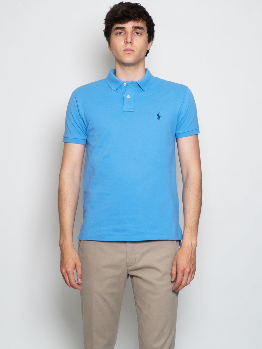 2026 New Arrival Polo in Piqué Slim Fit Celeste
