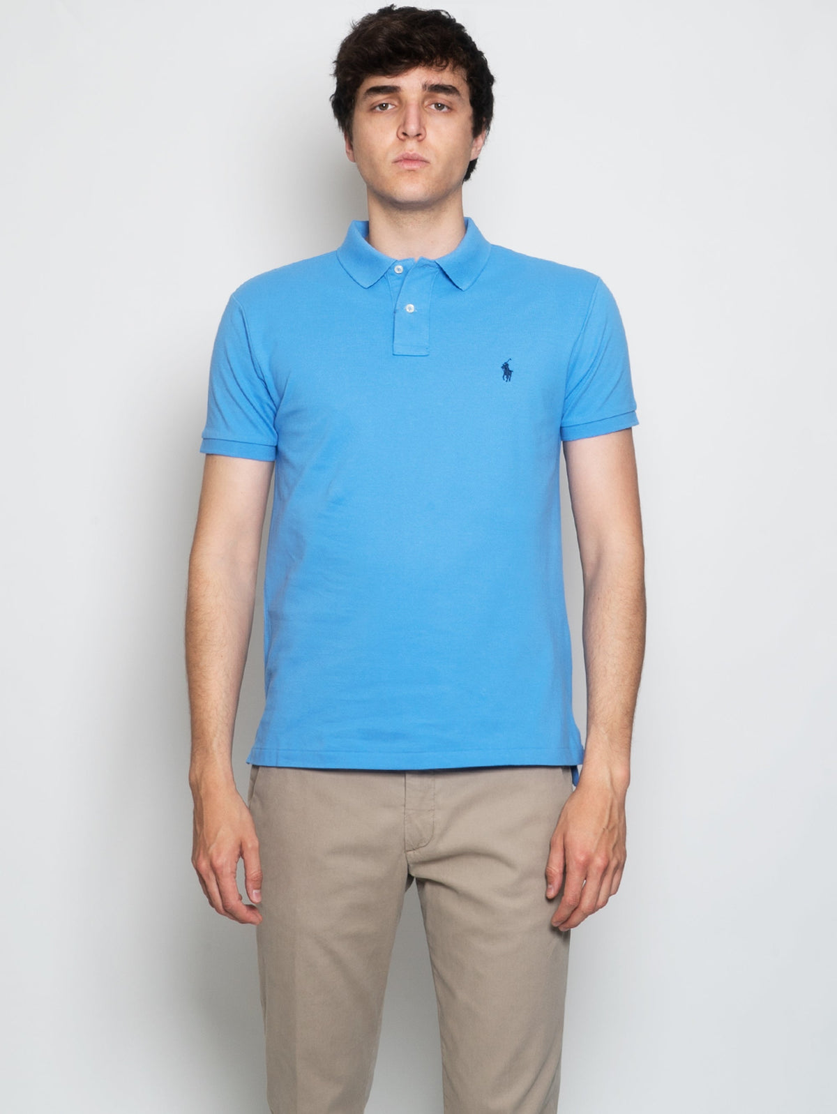 2026 New Arrival Polo in Piqué Slim Fit Celeste