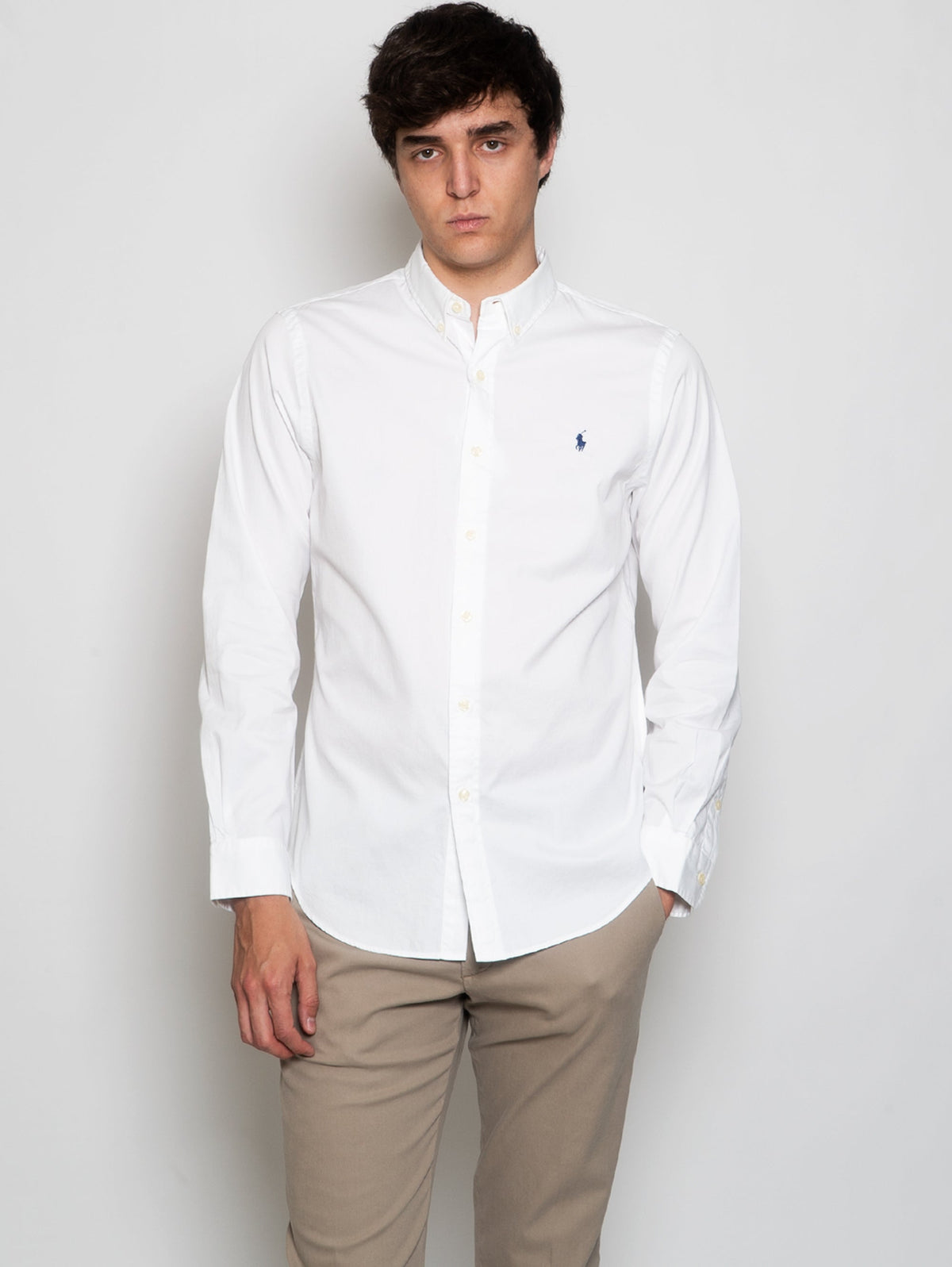 2026 New Arrival Camicia Slim Fit in Twill di Cotone Bianco