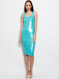 2026 New Arrival Abito Midi Full Paillettes Verde Acqua