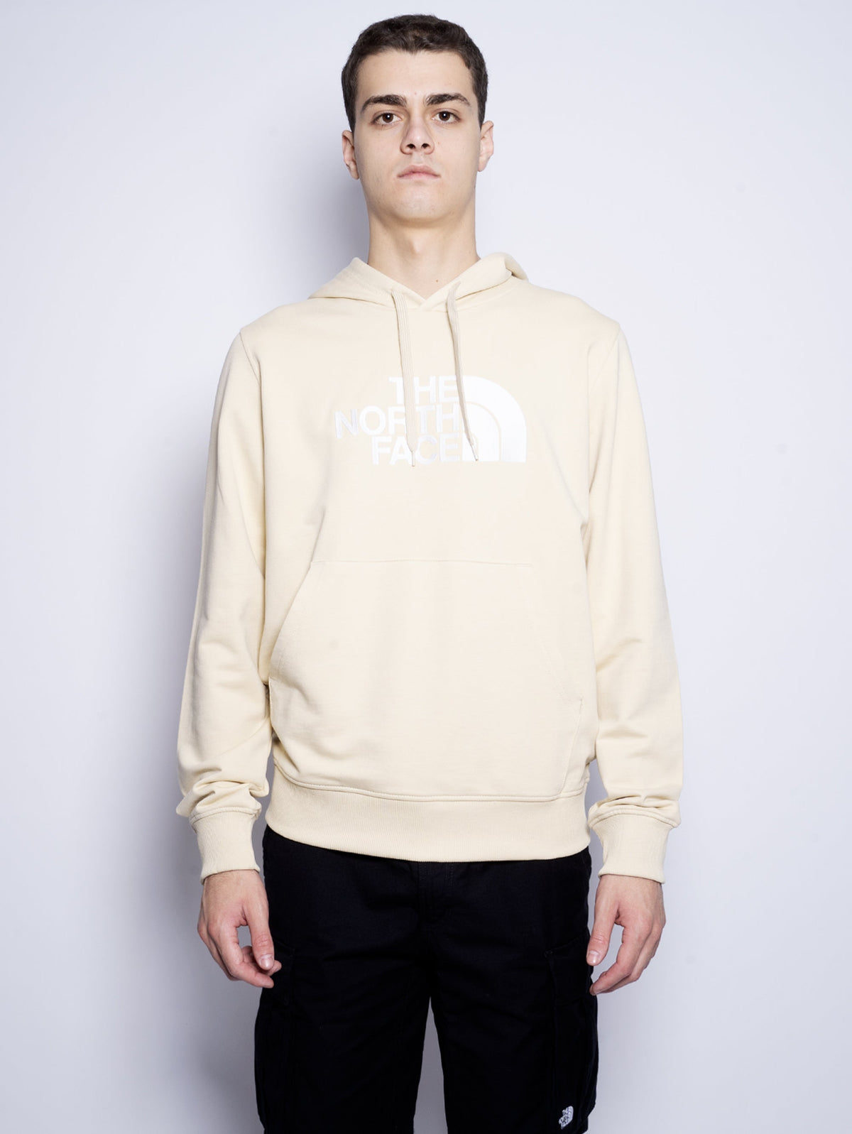 2026 New Arrival Felpa con Cappuccio e Logo Ricamato Ghiaia