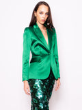 2026 New Arrival Giacca a un Petto in Raso Verde