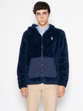 2026 New Arrival Felpa in Pile a Pelo Lungo con Cappuccio Navy