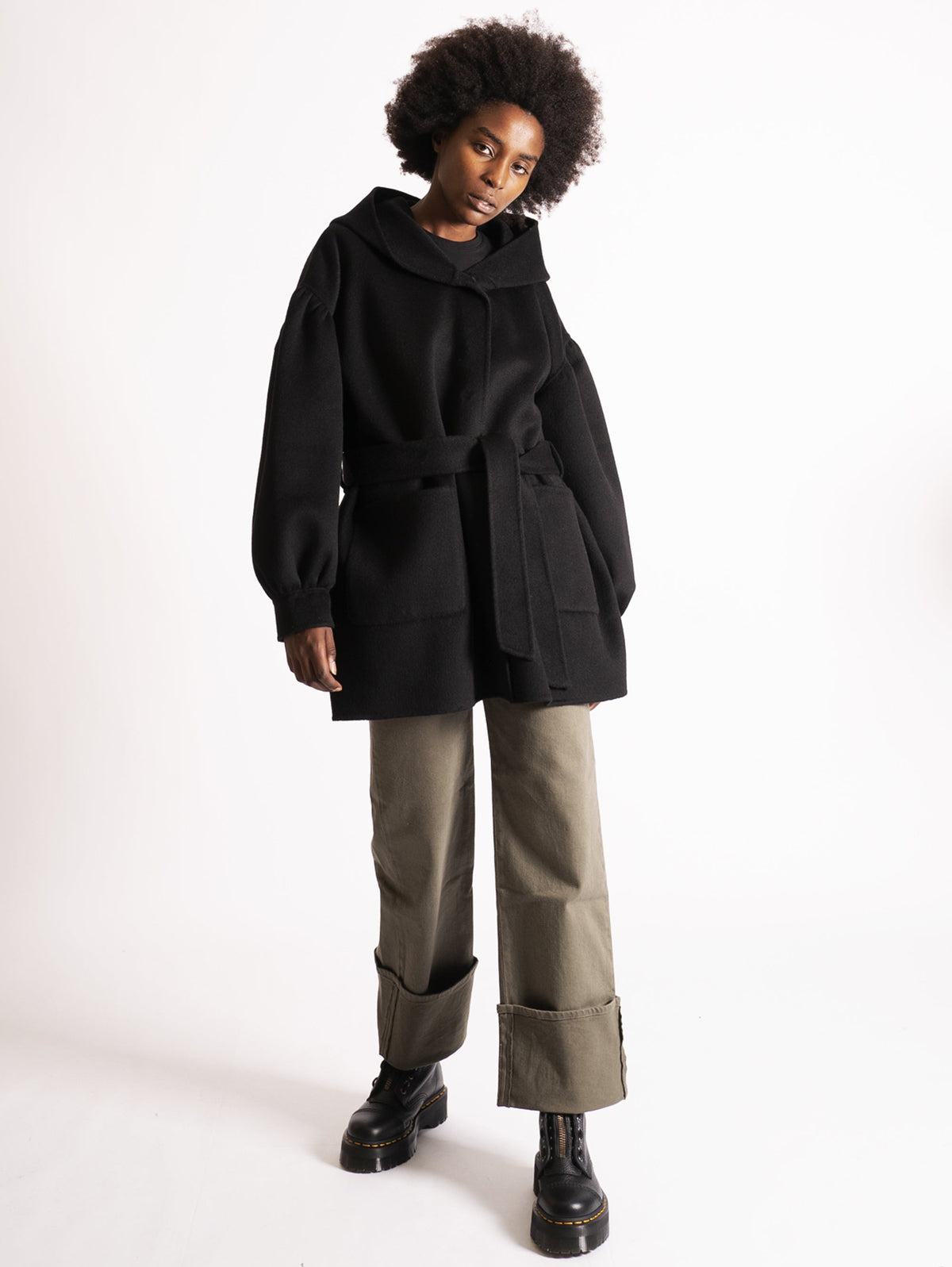 2026 New Arrival Parka in Doppio di Lana Nero