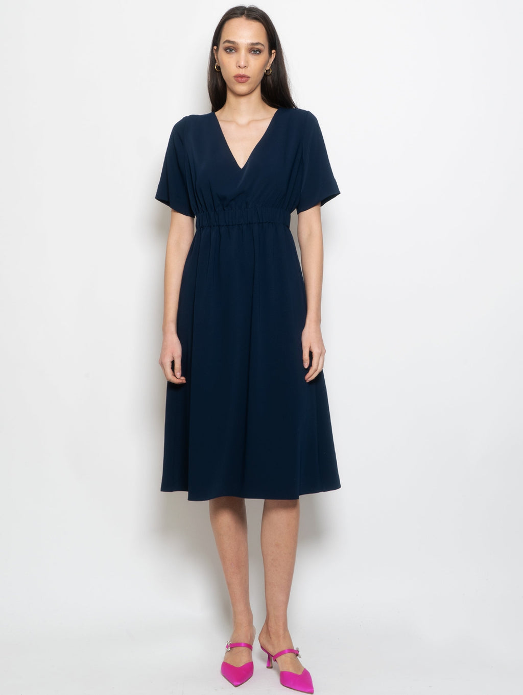 2026 New Arrival Abito Midi con Maniche Corte Blu
