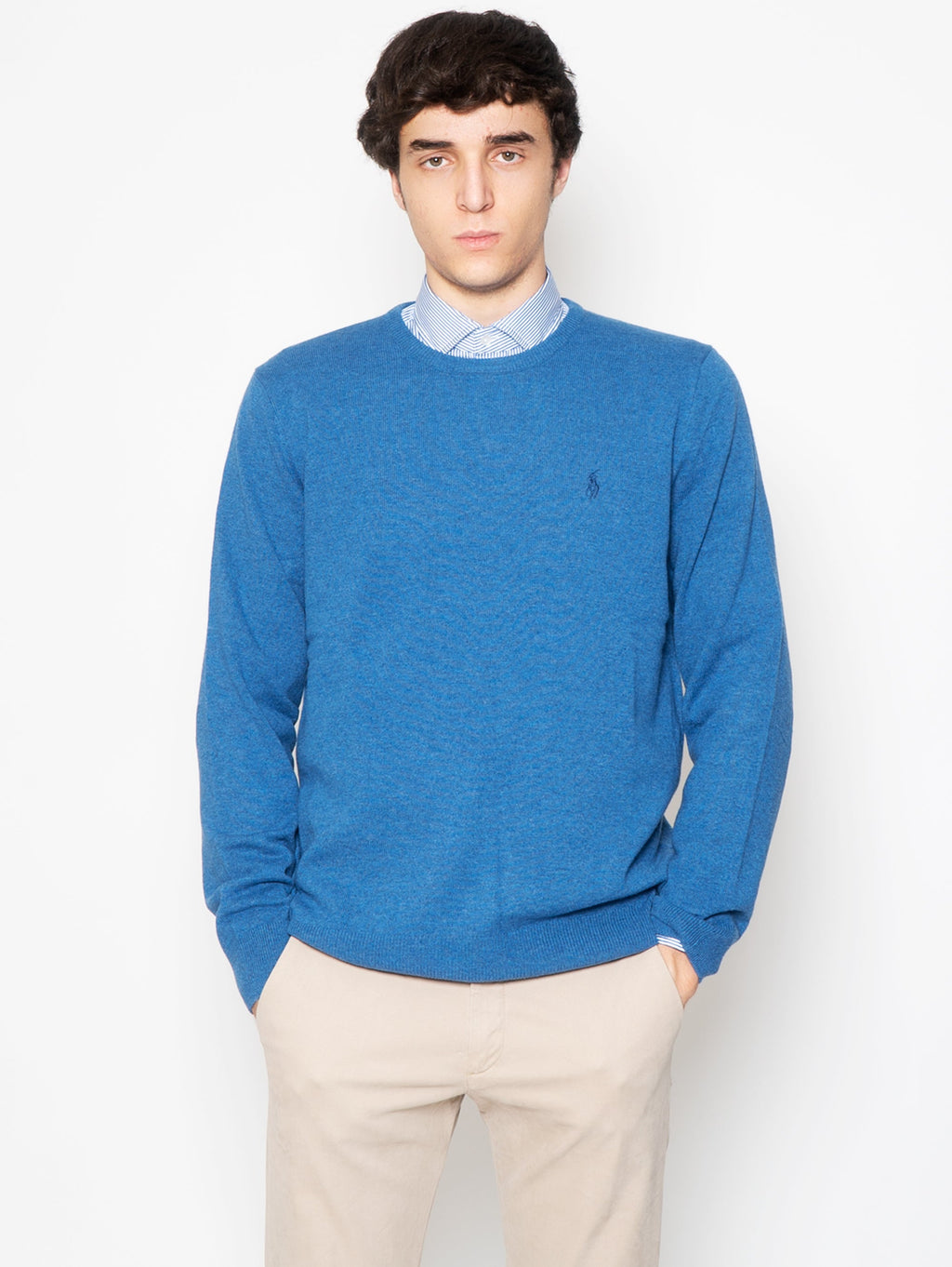 2026 New Arrival Maglia Girocollo in Lana Blu Chiaro