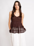2026 New Arrival Top Intrecciato con Frange Marrone