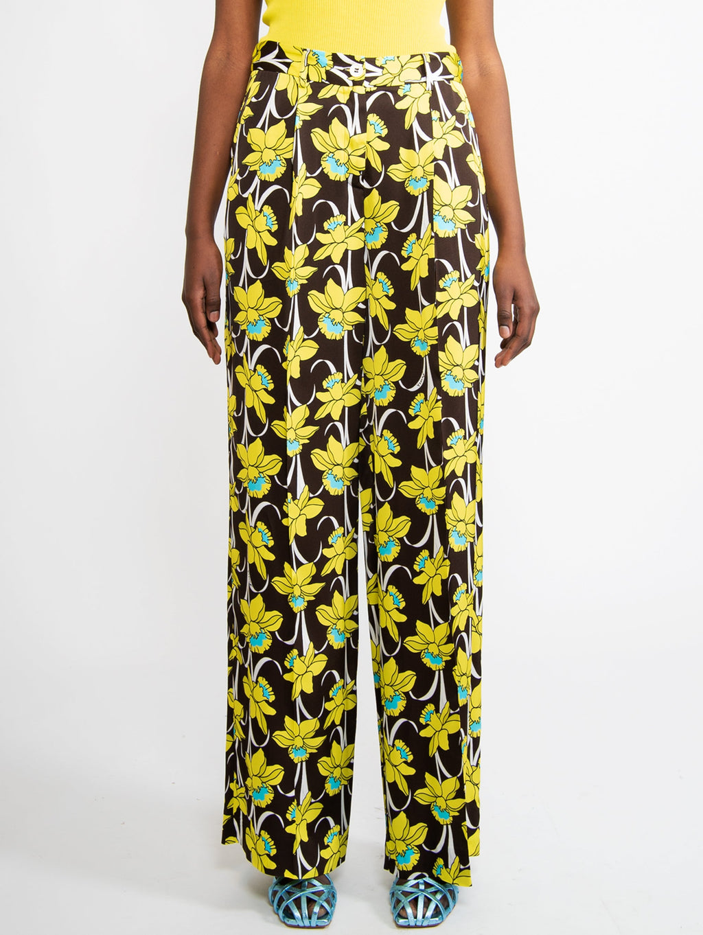2026 New Arrival Pantaloni con Fantasia Floreale Marrone