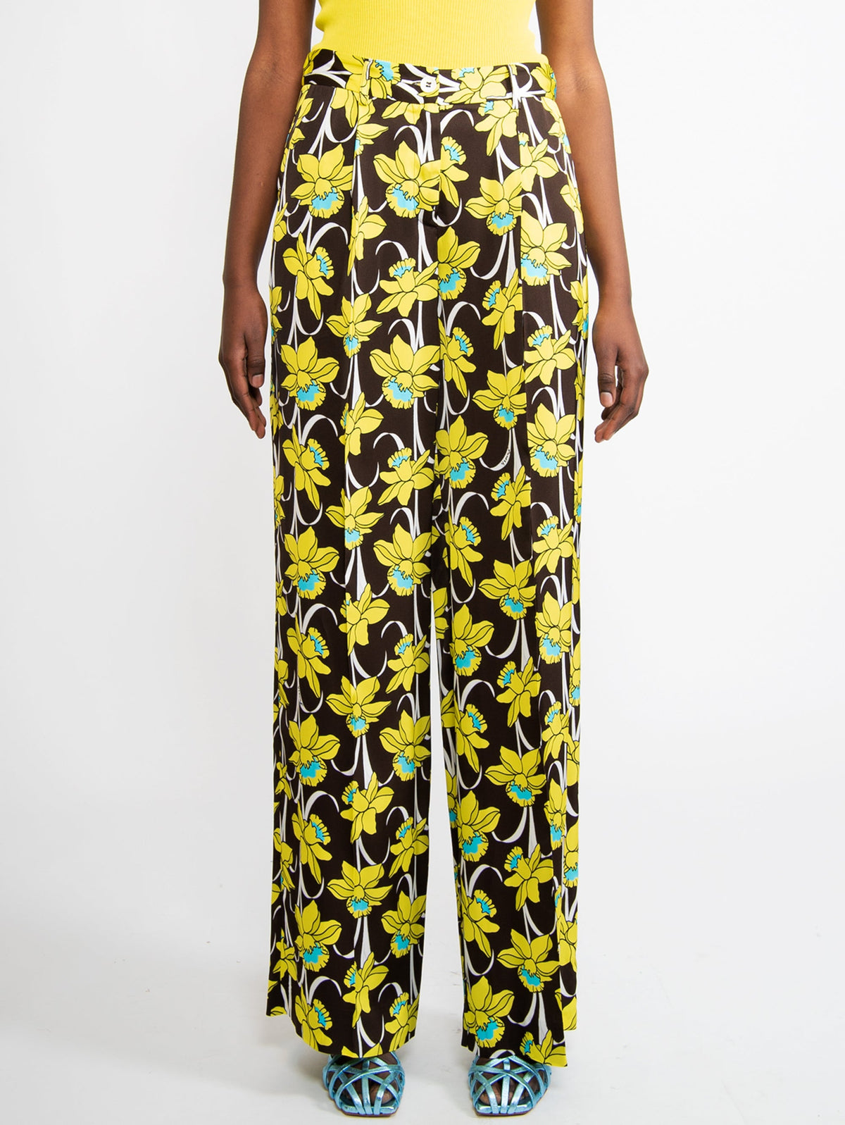 2026 New Arrival Pantaloni con Fantasia Floreale Marrone
