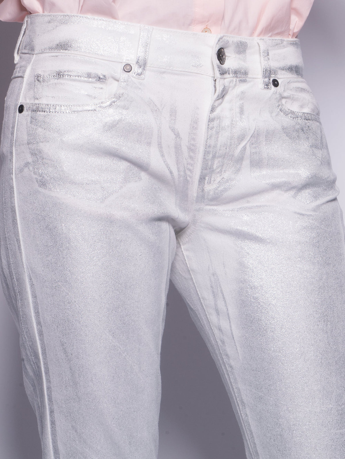 2026 New Arrival Jeans Spalmato Argento