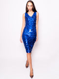 2026 New Arrival Abito Midi Full Paillettes Blu