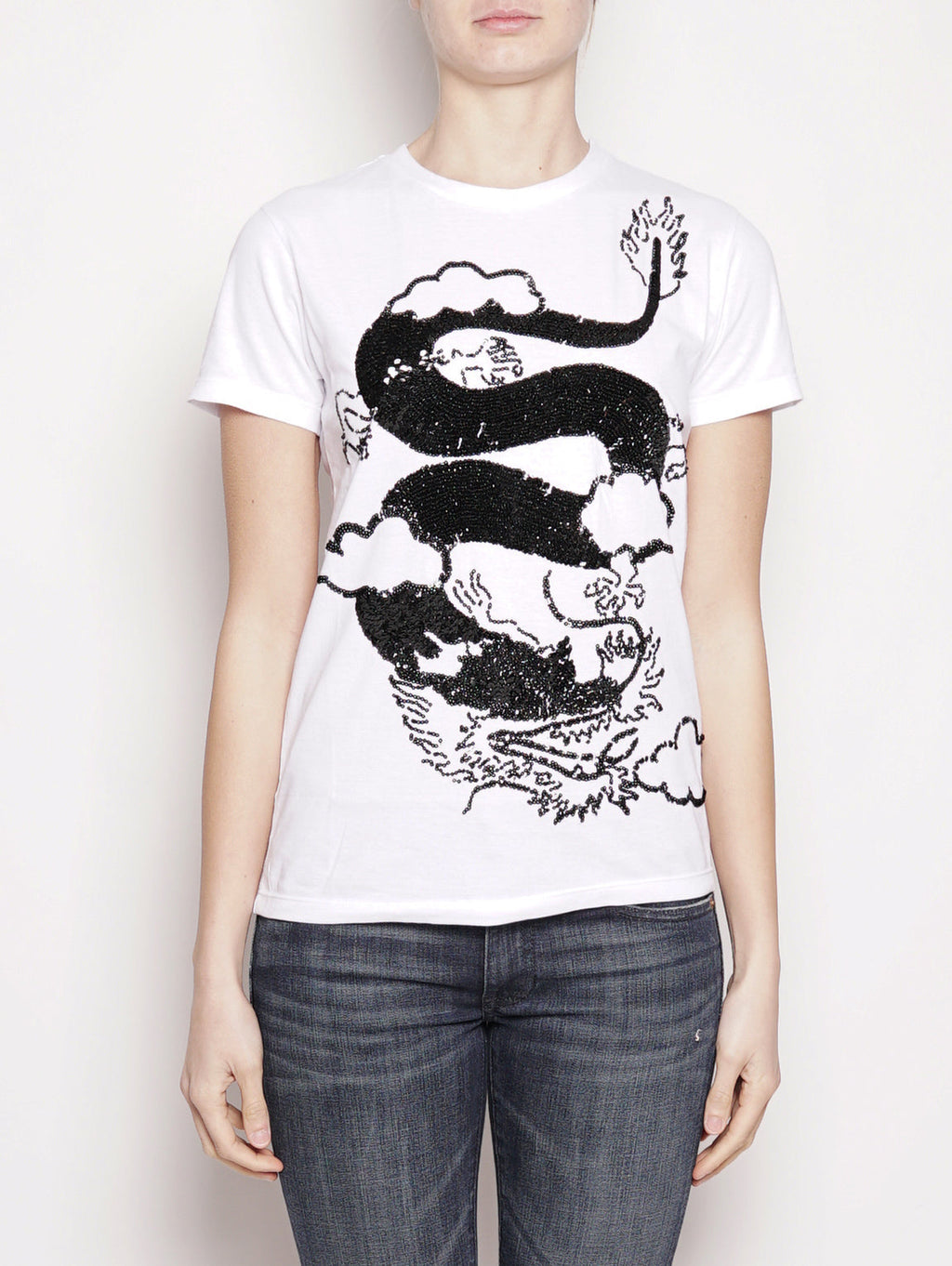 2026 New Arrival Maglia con Paillettes Comodo Bianco / Nero