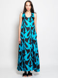 2026 New Arrival Abito Lungo in Seta Turchese/Marrone
