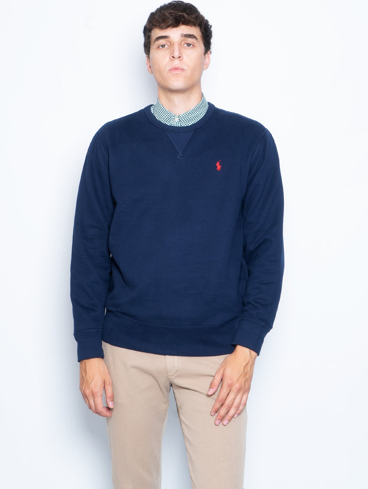 2026 New Arrival Felpa Girocollo con Inserto a V Blu
