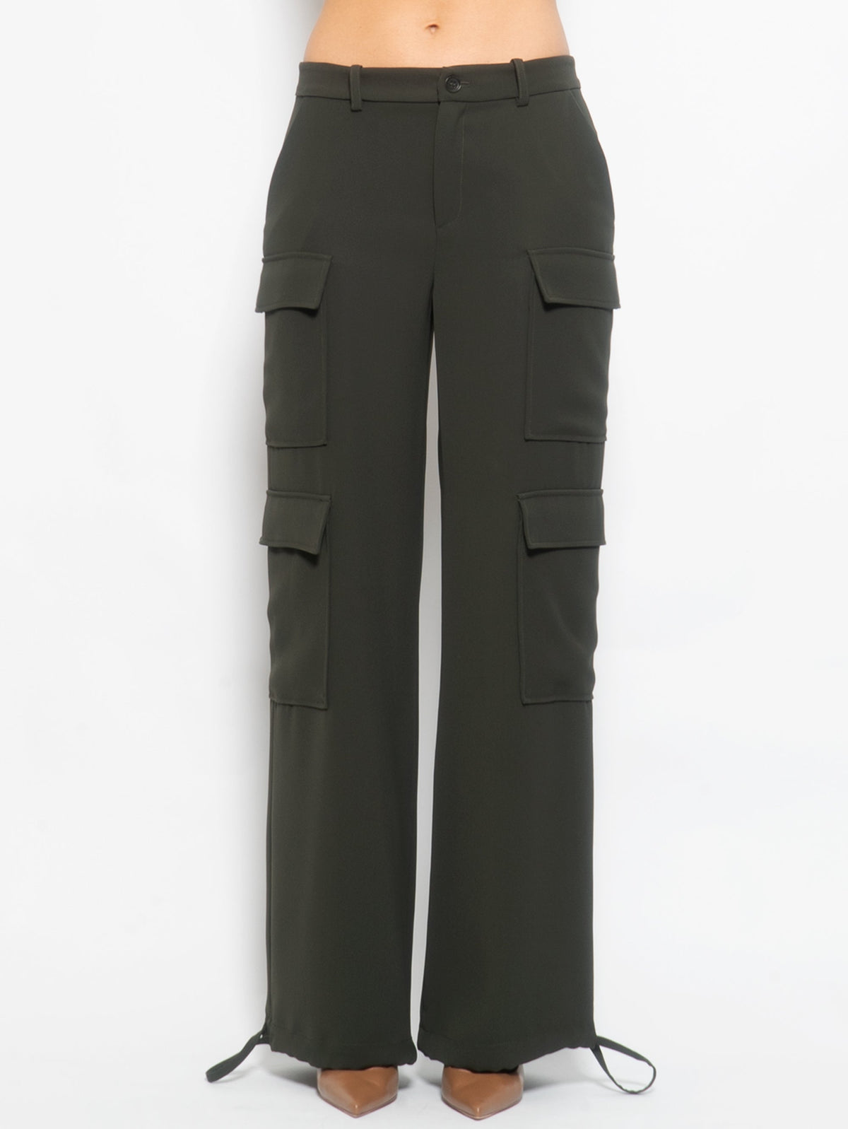 2026 New Arrival Pantaloni Cargo Ampi Verde Oliva
