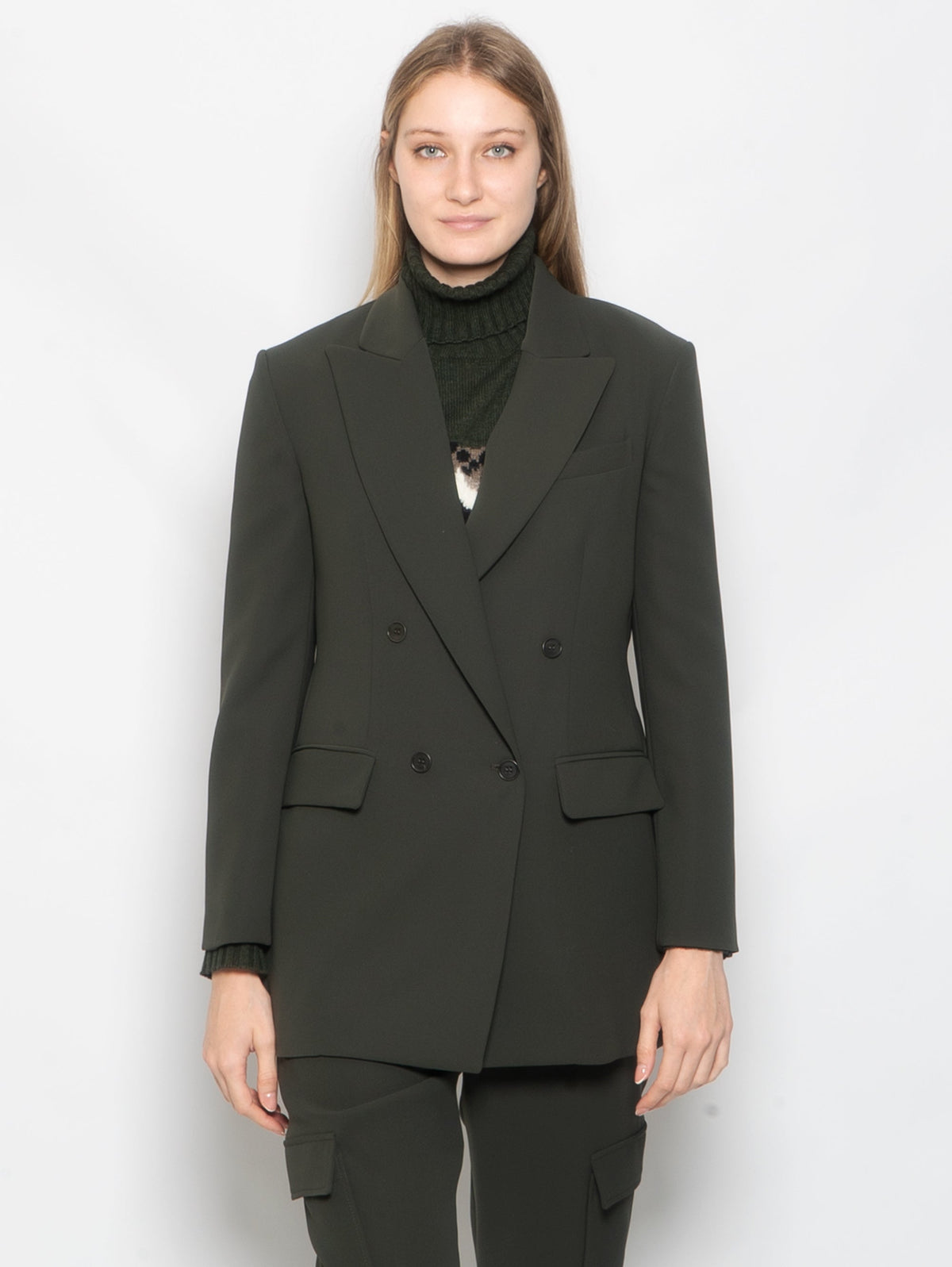 2026 New Arrival Giacca Doppiopetto in Cady Verde