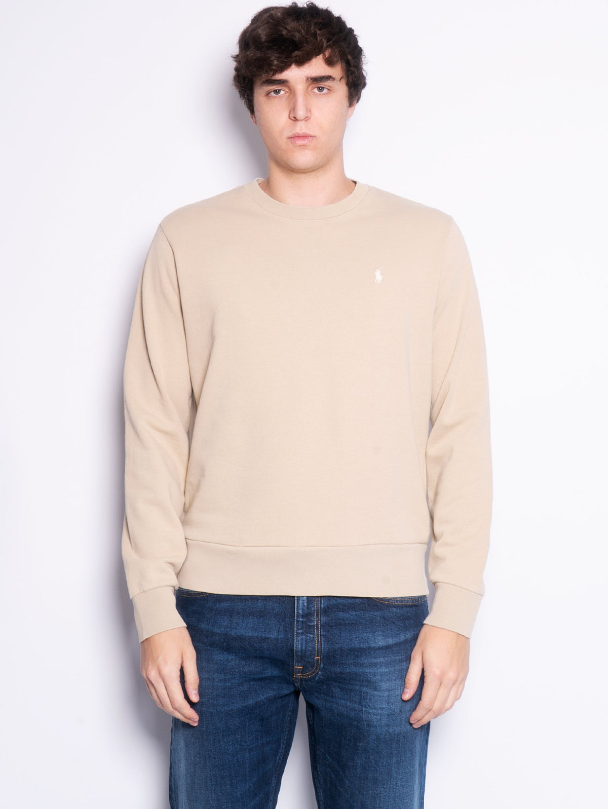2026 New Arrival Felpa Girocollo in Cotone Loopback Beige