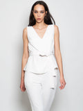 2026 New Arrival Top Senza Maniche con Cintura Panna