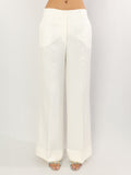 2026 New Arrival Pantaloni Palazzo in Lino con Risvolto Panna