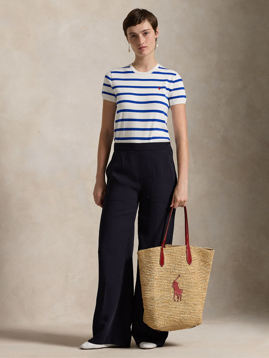 2026 New Arrival Maglia a Righe con Maniche Corte Blu/Bianco