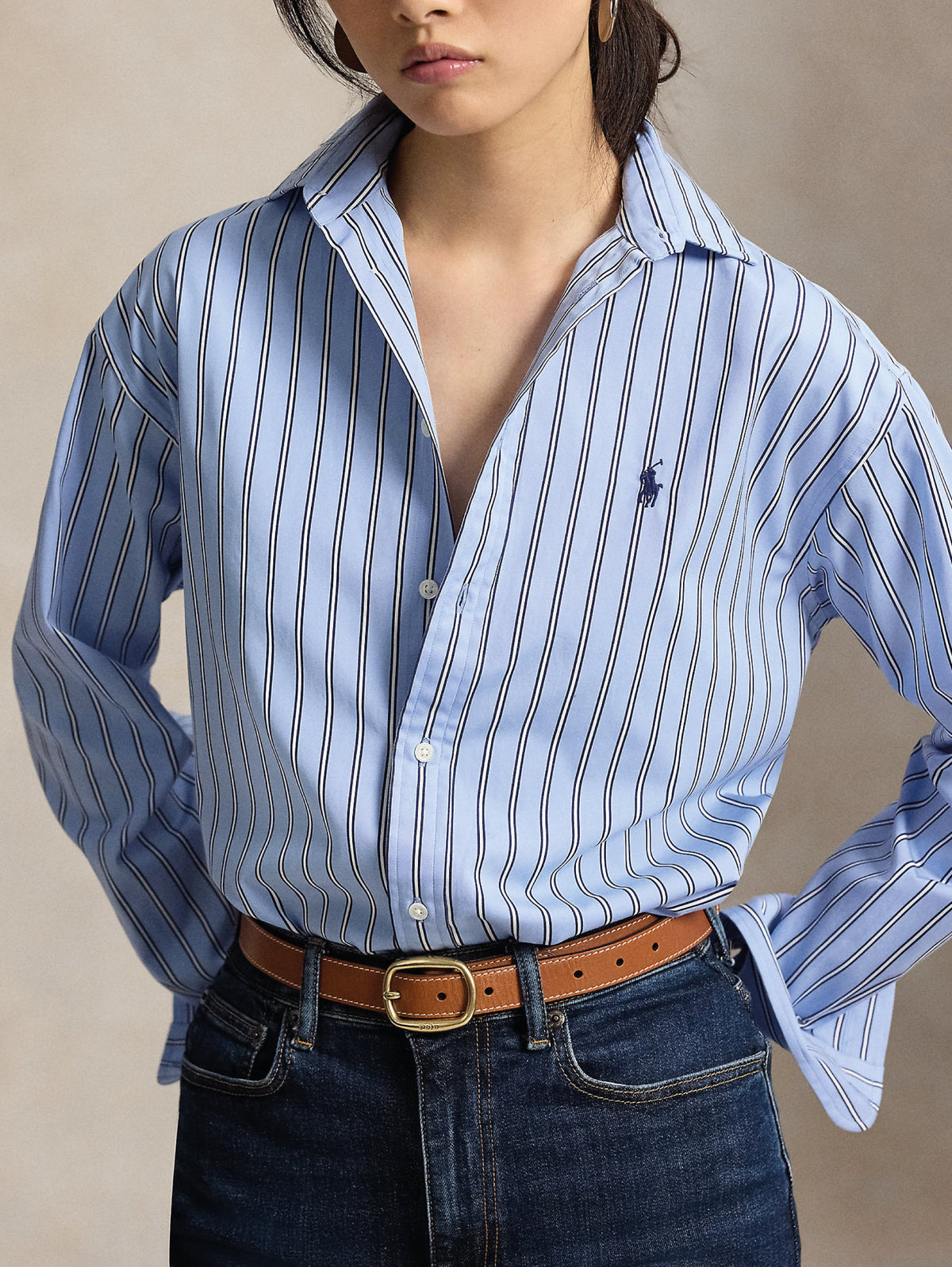 2026 New Arrival Camicia Relaxed Fit a Righe Blu/Bianco