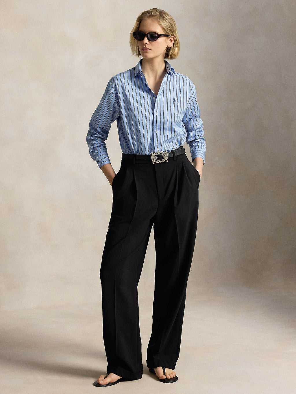 2026 New Arrival Camicia Relaxed Fit a Righe Blu/Bianco