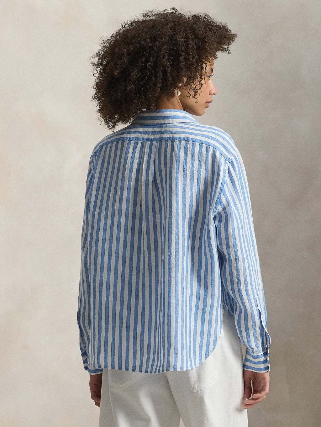 2026 New Arrival Camicia a Righe in Lino Blu/Bianco