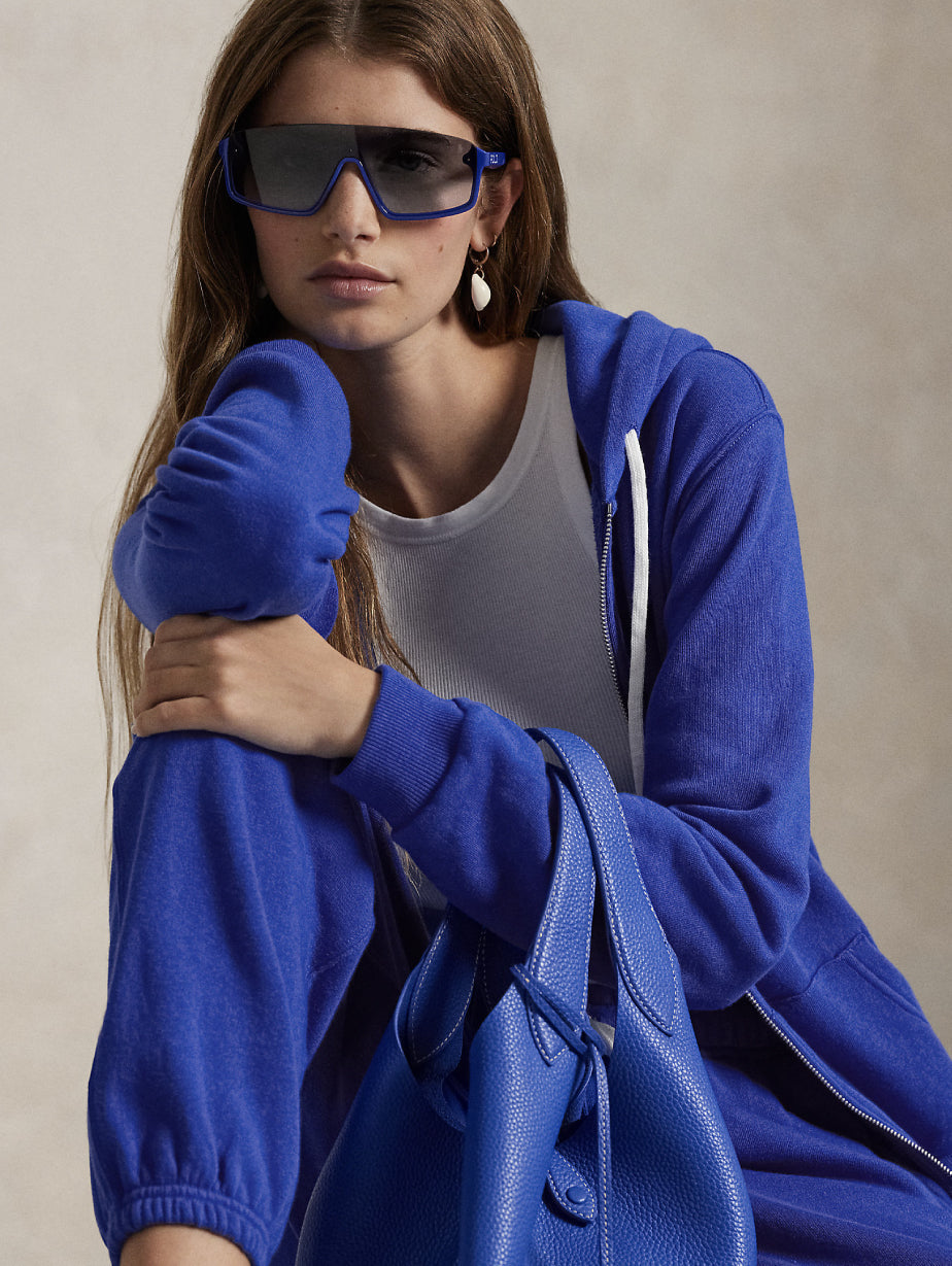 2026 New Arrival Felpa con Cappuccio in Cotone Loopback Blu Saturno