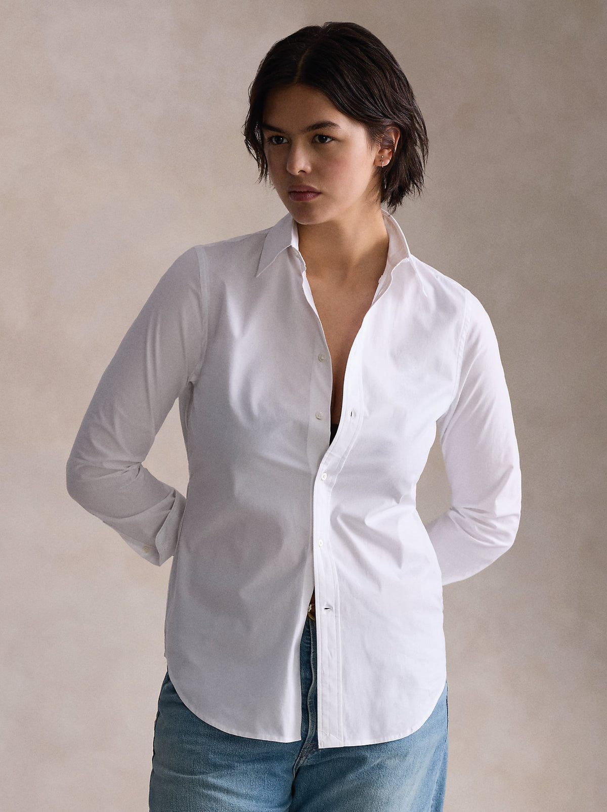 2026 New Arrival Camicia Slim Fit in Popeline di Cotone Bianco