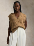 2026 New Arrival Gilet con Scollo a V a Trecce Cammello