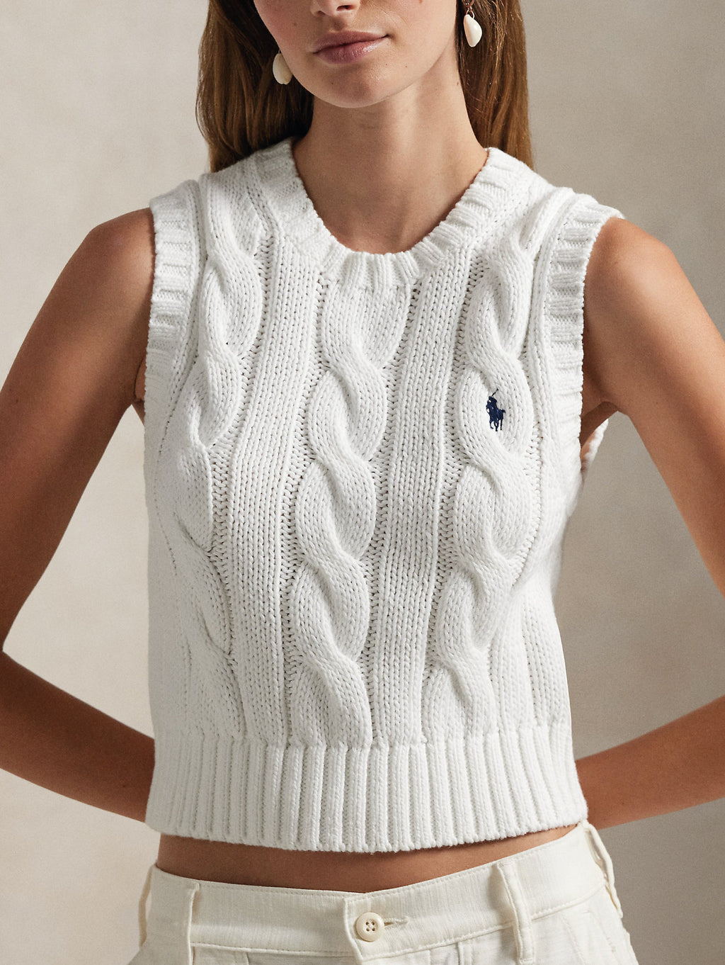 2026 New Arrival Gilet in Maglia a Trecce Bianco