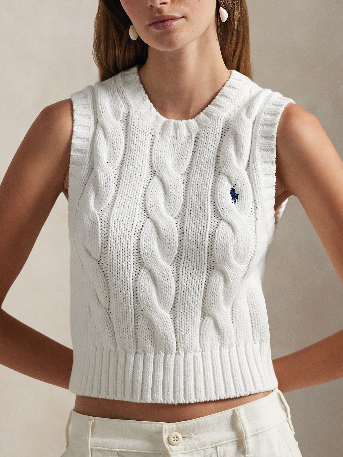 2026 New Arrival Gilet in Maglia a Trecce Bianco