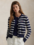 2026 New Arrival Cardigan Girocollo a Righe Blu/Bianco