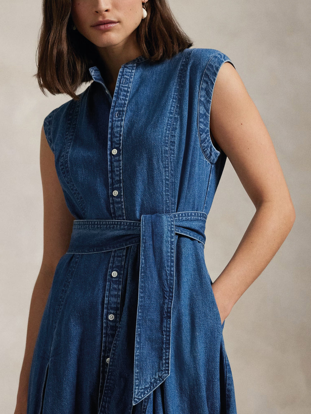 2026 New Arrival Abito Chemisier in Denim a Trapezio Blu